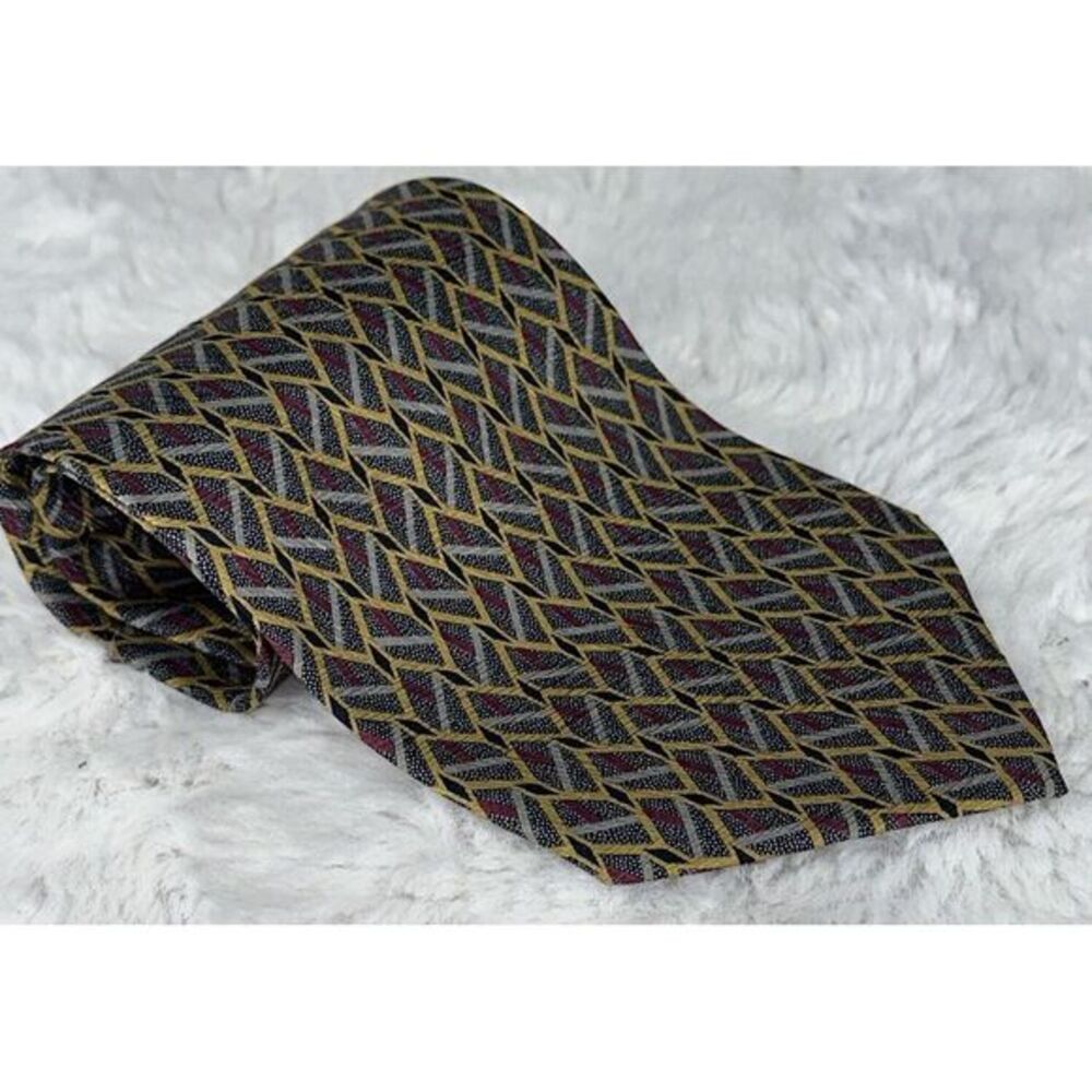 GIORGIO ARMANI Cravatte Men's Necktie‎ ITALY Designer Geometric Gold silver Red